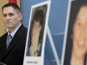 RCMP Staff Sgt. Dale Rockel takes part in a press conference where the RCMP announced that a suspect has been charged with first degree murder in relation to the deaths of Jeanette Jean Chief and Violet Marie Heathen on Thursday March 24, 2016. Gordon Alfred Rogers has been charged with two counts of first degree murder.