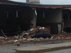 An explosion blew a wall out of Cafe Corretto in Woodbrige, Ont. at 5:20 a.m. this morning.