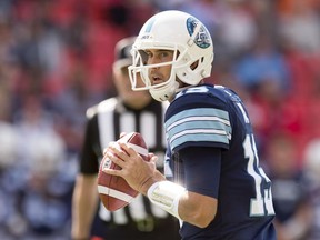 Toronto Argonauts quarterback Ricky Ray gets ready to launch a pass against the Hamilton Tiger-Cats on June 25.