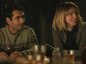 This image released by Lionsgate shows Kumail Nanjiani, left, and Zoe Kazan in a scene from, "The Big Sick."  (Lionsgate via AP)
