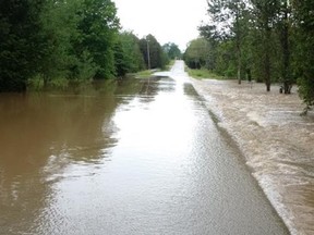 Parts of Wellington North Sideroad 3 are totally submerged.