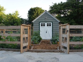 This 2015 photo provided by The Organic Gardener shows a garden around a shed in Lake Forest, Ill. (Heather Blackmore/The Organic Gardener via AP)