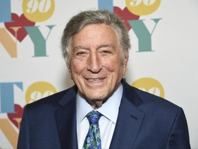 FILE - In this Aug. 3, 2016 file photo, singer Tony Bennett arrives for his 90th birthday celebration at the Rainbow Room at Rockefeller Plaza in New York. The Library of Congress announced Tuesday that the 90-year-old Bennett is the recipient of the lifetime achievement award. The prize was created by Congress to honor singers and songwriters who entertain, inform and inspire.  Bennett has been honored with this year's Gershwin Prize for Popular Song. (Photo by Evan Agostini/Invision/AP)