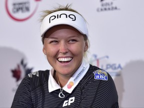 Canadian golfer Brooke Henderson laughs during a media day event for the LPGA's Canadian Pacific Women's Open in Ottawa, Wednesday, June 21, 2017. The tournament will be held Aug.24-27 in Ottawa. THE CANADIAN PRESS/Frank Gunn