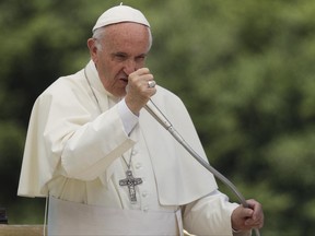 Pope Francis delivers his speech at Barbiana, near Florence, Italy, during a ceremony to remember Don Lorenzo Milani, Tuesday,  June 20, 2017. Pope Francis is making a pilgrimage to northern Italy to honor two 20th-century parish priests, Don Lorenzo Milani and Don Primo Mazzolari whose commitment to the poor and powerless brought them censure from the Vatican. (AP Photo/Gregorio Borgia)