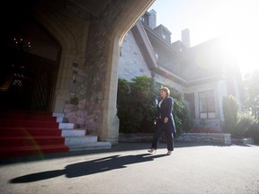 British Columbia Premier Christy Clark arrives at Government House to meet with Lt-Gov. Judith Guichon after her Liberal minority government was defeated on a confidence vote in Victoria, B.C., on Thursday, June 29, 2017.