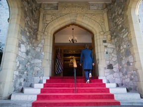 Christy Clark arrives at Government House to meet with Lt-Gov. Judith Guichon after her Liberal minority government was defeated on a confidence vote in Victoria, B.C., on Thursday, June 29, 2017.