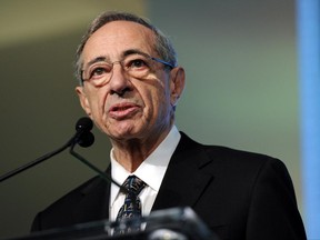 FILE - In this Oct. 18, 2011 file photo, former New York Gov. Mario Cuomo speaks from the podium at the Game Changers Awards at Skylight Soho in New York. The former governor's son, New York Gov. Andrew Cuomo, on Thursday, June 29, 2017, signed into law a bill naming the new Tappan Zee Bridge the Gov. Mario M. Cuomo Bridge. Mario Cuomo served as governor from 1983 to 1994 and was often mentioned as a possible White House contender. (AP Photo/Evan Agostini, File)