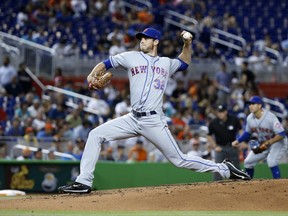 New York Mets' Steven Matz delivers a pitch during the first inning of the team's baseball game against the Miami Marlins, Wednesday, June 28, 2017, in Miami. (AP Photo/Wilfredo Lee)