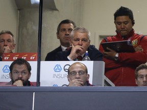 British and Irish Lions head coach Warren Gatland watches play during the first test between the British and Irish Lions and the All Blacks at Eden Park in Auckland, New Zealand, Saturday, June 24, 2017. (AP Photo/Mark Baker)