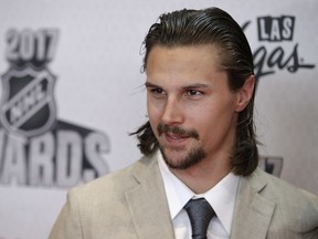 Erik Karlsson of the Ottawa Senators poses before the NHL Awards, Wednesday, June 21, 2017, in Las Vegas.