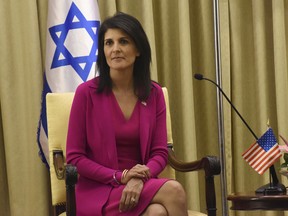 U.S. Ambassador to the United Nations Nikki Haley waits to meet Israeli President Reuven Rivlin in his residence in Jerusalem, Israel, Wednesday, June 7, 2017.