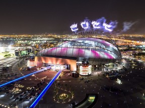 Fireworks spell out "2022" at Khalifa Stadium on May 19, 2017 in Doha, Qatar. Qatar's Supreme Committee for Delivery & Legacy officially opened the venue last month, the first to be completed in advance of the 2022 FIFA World Cup.