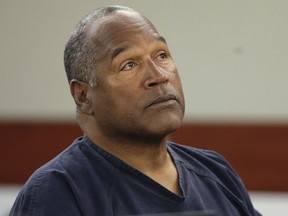 Infamous O.J. Simpson listening to testimony at an evidentiary hearing in 2013. His next parole hearing will be July 20