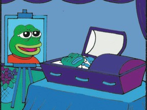 In this undated image released by Matt Furie, an illustration of Pepe the Frog is shown. Pepe the Frog is coming back from the dead. Los Angeles-based cartoonist Matt Furie told The Associated Press on Monday, June 26, 2017, that he intends to resurrect the character he killed off last month in what appeared to be a rebuke to racist, anti-Semitic internet trolls who hijacked his creation, transforming it into a hate symbol. (Matt Furie via AP)