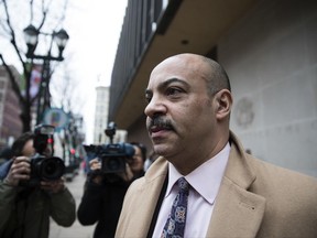FILE - Int his Tuesday, March 28, 2017, file photo, Philadelphia District Attorney Seth Williams departs after a preliminary hearing in his bribery and extortion case at the federal courthouse in Philadelphia. Williams, the city's top prosecutor accused of taking bribes in exchange for legal favors, is set to go on trial on corruption charges. Jury selection gets underway on Monday, June 19, in federal court in Philadelphia. (AP Photo/Matt Rourke, File)