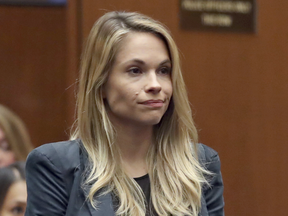 Model and Playboy bunny Dani Mathers appears in Los Angeles County Superior Court on May 24, 2017 to answer charges related to taking a photo of a naked, 71-year-old woman in a gym locker room and posting it on social media.