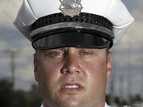 FILE – This undated file photo shows Columbus, Ohio, police officer Zachary Rosen in Columbus, Ohio. A recommendation by Columbus, Ohio, Division of Police Chief Kim Jacobs that Rosen receive a one-day suspension was made public Wednesday, June 21, 2017, after a video recorded April 8, 2017, showed Rosen subduing a restrained suspect in a way that appeared to show him kicking the prone man in the head. An investigation says Rosen used "unreasonable" force that wasn't part of his training. (Jonathan Quilter/The Columbus Dispatch via AP, File)