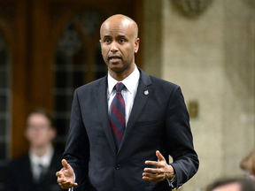 Minister of Immigration, Refugees and Citizenship Ahmed Hussen rises during Question Period in the House of Commons on Feb. 24, 2017 in Ottawa.