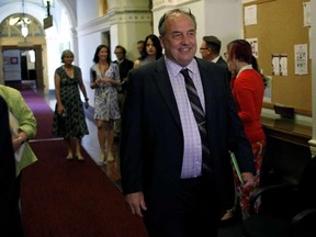 B.C. Green party leader Andrew Weaver arrives to the start of the debate at B.C. Legislature in Victoria, B.C., on Monday, June 26, 2017.