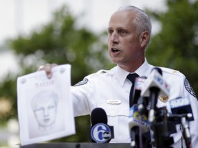 West Goshen Police Chief Joseph Gleason speaks to the media during a news conference outside police headquarters, Friday, June 30, 2017, in West Goshen, Pa. A man driving down a Pennsylvania highway shot recent high school graduate Bianca Roberson, 18, in the head, killing her, as the two tried to merge into a single lane, authorities said. (AP Photo/Matt Slocum)