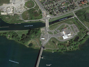 A satellite view of the Canadian Border Services office at the Cornwall, Ont. port of entry.