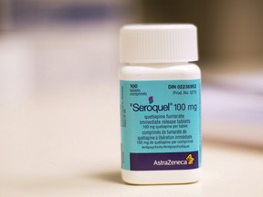 Seroquel, an antipsychotic drug intended to treat schizophrenia and bipolar disorder.