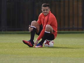 Chile's Alexis Sanchez attends a training session at the FC Strogino Stadium in Moscow, Russia, Saturday, June 24, 2017. Chile will play Australia in a Confederations Cup, Group B soccer match scheduled for Sunday, June 25, 2017. (AP Photo/Daria Isaeva)