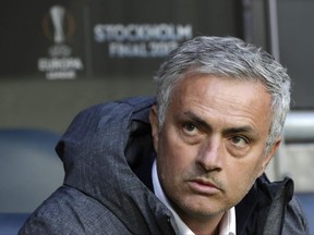 FILE - In this Wednesday, May 24, 2017 file photo, Manchester manager Jose Mourinho waits for the beginning of the soccer Europa League final between Ajax Amsterdam and Manchester United at the Friends Arena in Stockholm, Sweden. ﻿A Spanish state prosecutor has accused former Real Madrid coach Jose Mourinho of tax fraud worth 3.3 million euros ($3.7 million) in unpaid taxes, it was reported on Tuesday, June 20, 2017. (AP Photo/Michael Sohn, File)