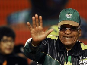South Africa's ruling party president Jacob Zuma, waves during the African national Congress policy conference in Johannesburg, South Africa, Friday, June 30, 2017. South Africa's divided ruling party is holding a major policy conference amid disputes over President Jacob Zuma, whose scandal-ridden tenure has prompted calls for his resignation from some of his former supporters. (AP Photo/Themba Hadebe)