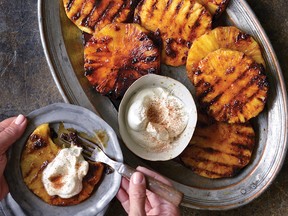 Mezcal, a Mexican spirit made from agave, gives this spice-grilled pineapple its smokiness.
