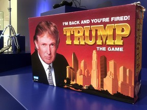 In this photo taken on Thursday, June 1, 2017, the board game 'Trump: Iím Back And Youíre Fired' is on display at the Museum of Failure in Helsingborg, Sweden.