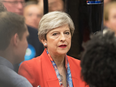 British Prime Minister and Conservative Party leader Theresa May arrives at the declaration at the election count at the Magnet Leisure Centre on June 9, 2017 in Maidenhead, England.