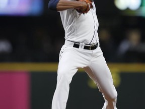 Seattle Mariners starting pitcher Ariel Miranda throws against the Detroit Tigers during the first inning of a baseball game Tuesday, June 20, 2017, in Seattle. (AP Photo/Lindsey Wasson)