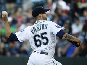 Seattle Mariners starting pitcher James Paxton throws to a Detroit Tigers batter during the second inning of a baseball game, Wednesday, June 21, 2017, in Seattle. (AP Photo/Ted S. Warren)