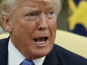 President Donald Trump speaks during a meeting with Ukrainian President Petro Poroshenko in the Oval Office of the White House, Tuesday, June 20, 2017, in Washington. (AP Photo/Evan Vucci)