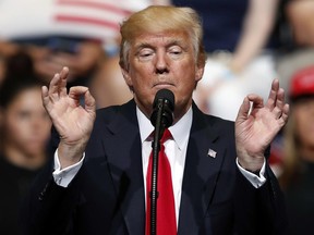 President Donald Trump speaks during a rally, Wednesday, June 21, 2017, in Cedar Rapids, Iowa. (AP Photo/Charlie Neibergall)