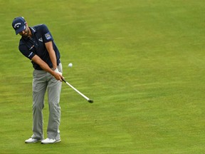 Adam Hadwin plays a practice shot prior to the U.S. Open at Erin Hills on June 13.