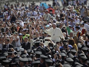 Pope Francis arrives for his weekly general audience in St. Peter's Square at the Vatican, Wednesday, June 21, 2017. (AP Photo/Alessandra Tarantino)