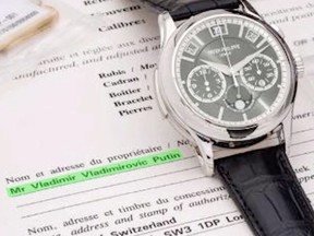 A screengrab from a video promoting an auction next month that claims to be selling a watch that was bought for Vladimir Putin for seven figures.