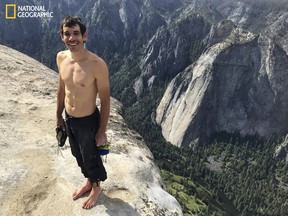 Alex Honnold atop El Capitan in Yosemite National Park, Calif., after he became the first person to climb alone to the top of the massive granite wall without ropes or safety gear on June 3.