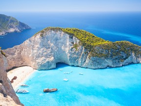 A file photo of a beach on the Greek Island of Zakynthos, where an American tourist was killed in a bar fight.