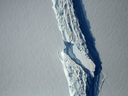 This November 10, 2016, image obtained from NASA shows the Antarctic Peninsula's rift in the Larsen C ice shelf from NASA's IceBridge mission Digital Mapping System. 