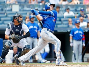 Toronto Blue Jays 1B Justin Smoak homers against the New York Yankees on July 5.