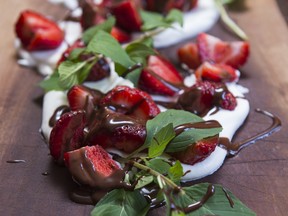 Bonnie Stern's strawberries with cream and chocolate.