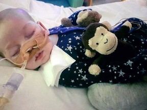 A British court will assess new evidence Monday July 10, 2017, in the case of 11-month-old Charlie Gard as his mother pleaded with judges to allow the terminally ill infant to receive experimental treatment for his rare genetic disease, mitochondrial depletion syndrome.
