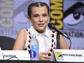 Millie Bobby Brown speaks at the "Stranger Things" panel on day three of Comic-Con International on Saturday, July 22, 2017, in San Diego. (Photo by Richard Shotwell/Invision/AP)