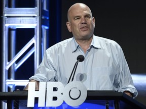 David Simon introduces speakers in the "Baltimore Rising" panel during the HBO Television Critics Association Summer Press Tour at the Beverly Hilton on Wednesday, July 26, 2017, in Beverly Hills, Calif. (Photo by Chris Pizzello/Invision/AP)