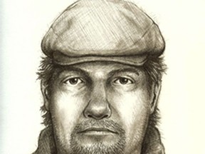 This composite sketch released Monday, July 17, 2017, by the Indiana State Police shows the man they consider the main suspect in the killings of two teenage girls who disappeared from a hiking trail near their hometown of Delphi in northern Indiana on Feb., 13, 2017. (Indiana State Police via AP)