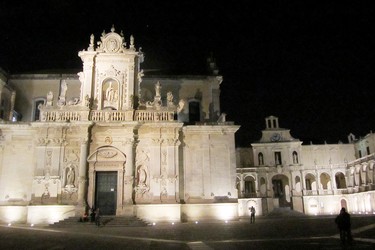 Lecce's home to many ornate cathedrals, built from pietra leccese, a creamy-white local limestone.